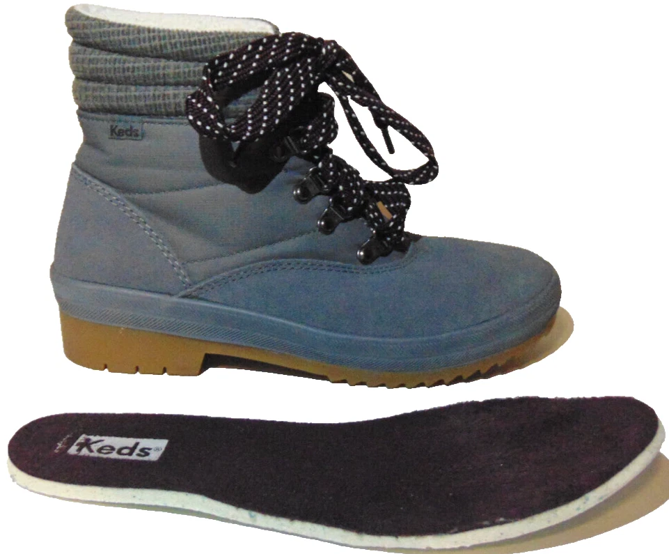 Keds Suede Camp Boot Womens Gray Ankle Lace Up Comfort WH65575 BOOTS SIZE 6.5