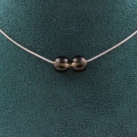 Halskette 2 Perlen Rauchquarz 8 Mm Kette Aus Edelstahl Halskette Damen, Ho
