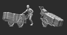 Miska Miniatures Ultra Modern African Civilian w/ Cart 15mm 20mm 28mm 32mm 54 3D