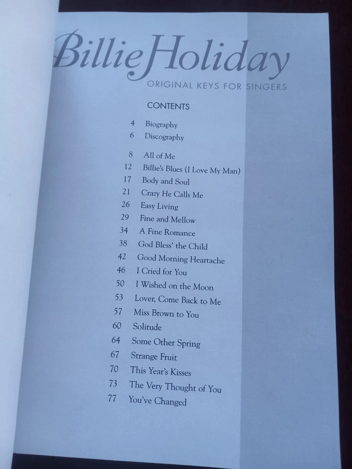 Billie Holiday Original Keys for Singers Vocal Sheet Music Book - Image 2 of 3