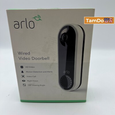 Arlo Wired Video Doorbell HD AVD1001W – New Open Box, Smart Alerts  193108139779|