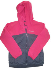 Girls Columbia all weather jacket raincoat cold Winter coat pink blue lined sz S