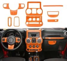 Orange Interior Center Set Decor Trim Cover Kit for Jeep Wrangler JK JKU 2011-18