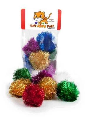 KATS'N US® Sparkle Ball Tuff Kitty Puff® Cat Toy - 6 Pak - Mini size 1 inch