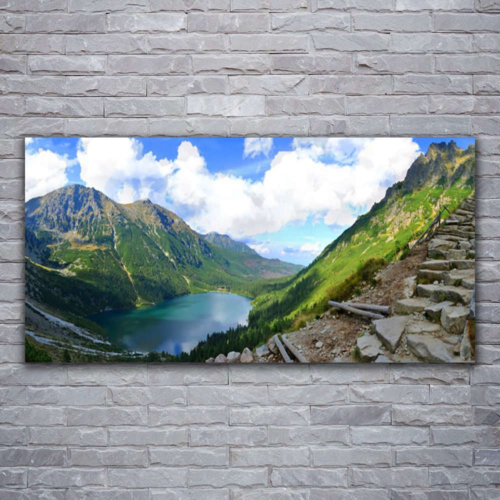 Impression 120x60 cm montagnes sur verre acrylique pour créer un salon cocooning