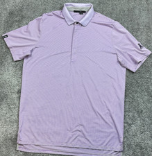 RLX Ralph Lauren Shirt Mens Large Purple Stripe Performance Polo Golf Casual