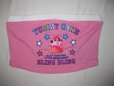 Shein yummy cake cupcake graphic crop tube top S pink nwt kidcore kawaii
