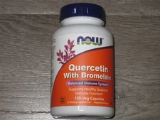 NEW/SEALED NOW QUERCETIN WITH BROMELAIN 120 Veg Capsules