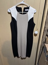 Calvin Klein Beige Black Color block Ladies Sleeveless Dress - Size 10