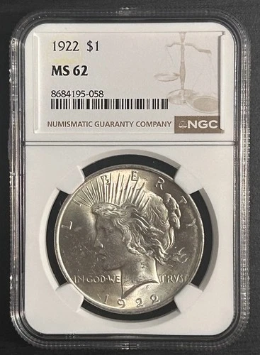 1922 Peace Dollar NGC MS62 90% Silver