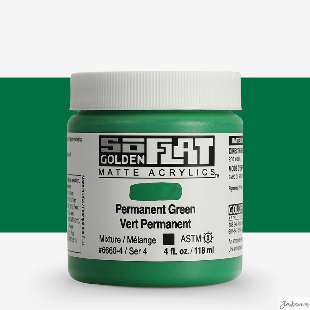 Golden SoFlat Matte Acrylic Paint 118ml Permanent Green For Fine Art Illustra...