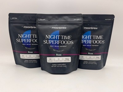 3x MOONBREW NIGHTTIME SUPER FOODS ROSE 30 SERVINGS EACH EXP 11/26 SEALED MR 981