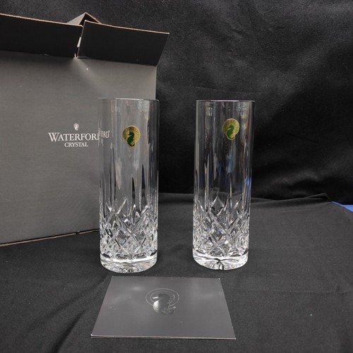 Pair Waterford Crystal Lismore Tom Collins Tumblers 7 1/8" New Unused in Box - Picture 2 of 16