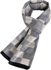 Men's Winter Warm Scarf with Tassels Soft Classic Mens 13_gray&yellow 