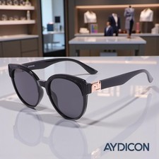Aydicon Trendy Black Round Polarized Women's Sunglasses UV 400 TR7561-C01-55