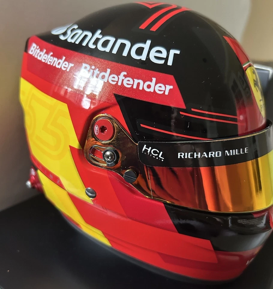 2023 Carlos Sainz Mini Helmet - 1:2 Scale Ferrari Bell F1 Helmet - Model 4100226 - Image 3 of 4