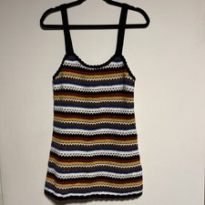 ZARA Crochet Knit Mini Dress Multicolor Striped Sleeveless Size S