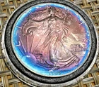 1995 SILVER EAGLE LASER BLUE TONED OBVERSE END OF ROLL TONER STYLE