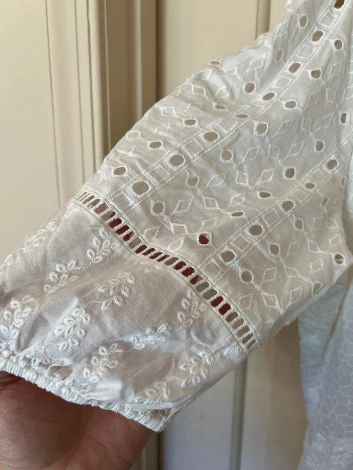 Vestido Camisa Desigual Bordado Midi Blanco Largo Nuevo con Etiquetas Talla XL Estilo 24SWVW5 Foto 4 de 4