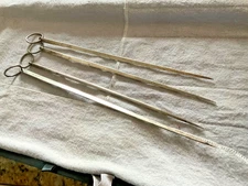 Four Antique French silver Hatelet Atelette skewers Monogrammed LM