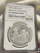 RARE Britannia Two Pound Proof Coin Pf70 TOP POP 🔥Silver 1 Oz 1997 NGC