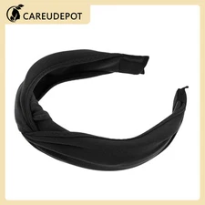 1Pcs Satin Knotted Headband Knot Cross Hairband for Women Black 1.2" Wide