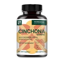 Herbana Quinine Cinchona 120 Caps Digestive Support 60 Day Supply Natural Bark