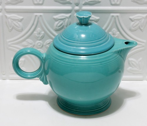Fiestaware HLC Teapot W/Lid & Ring Handle Sea Mist Teal Green 7" Tall Vintage - Picture 2 of 5