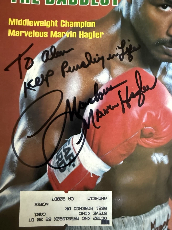 签名 MARVELOUS MARVIN HAGLER 1982 体育插图杂志拳击 — 第 2/3 张图片