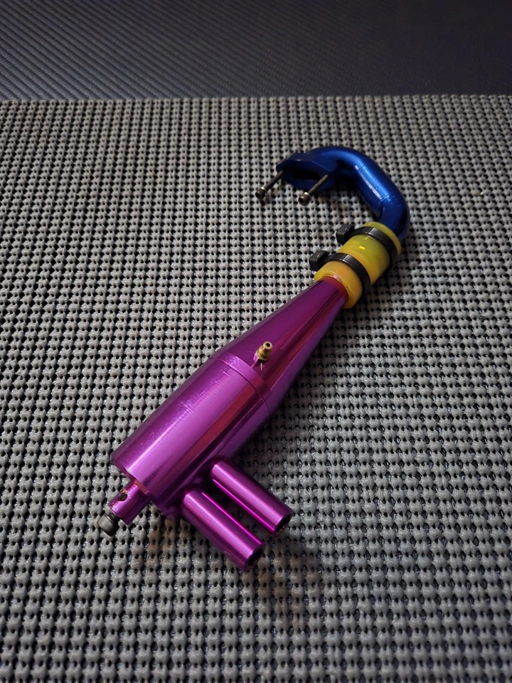 CVEC Vintage Purple Tuned Pipe With Header HPI Super RS4 Traxxas Nitro 4Tec 3.3 - Image 2 of 4