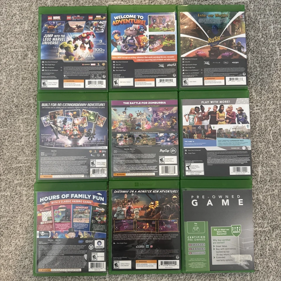Lote de 9 juegos familiares Xbox One LEGO, Sims 4, Pixar, Hasbro, Lucky Tale Foto 2 de 4