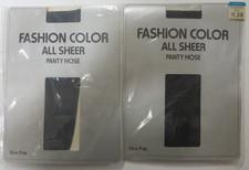 Vtg Lot 2 Pairs ALL SHEER CONTEXX Pantyhose Hosiery Fashion Color Black Navy NIP