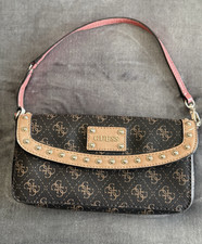 GUESS Purse Magnetic Brown Shoulder Bag Studded Gold Tone Logo Y2K*READ