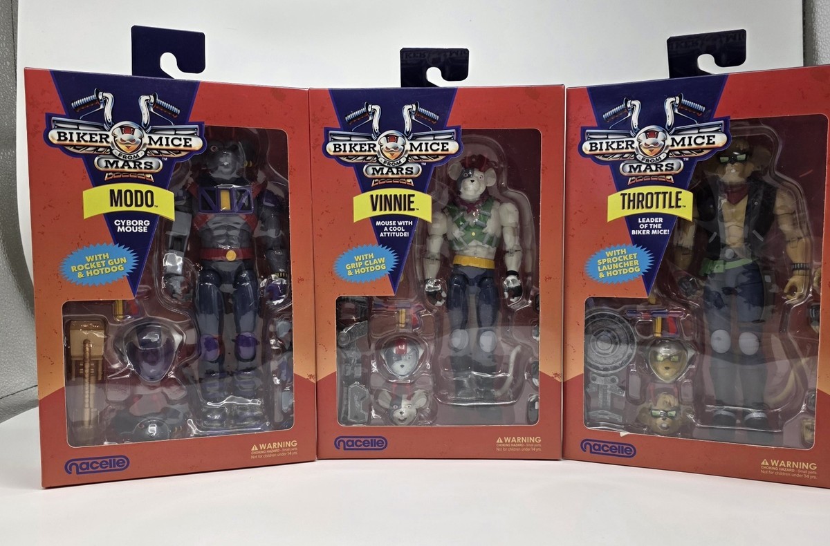 Biker Mice From Mars Complet Set 3 Action Figurines Modo Vinnie