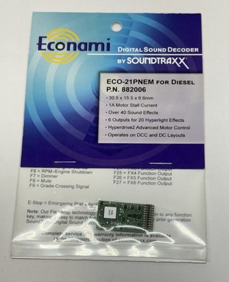 Ho SoundTraxx 882006 ECO-21PNEM Econami Sound Decoder 21-Pin Diesel Locomotive