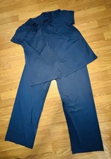 Vintage Vanity Fair Silky Pajama Set Navy Blue Short Sleeve Size Large