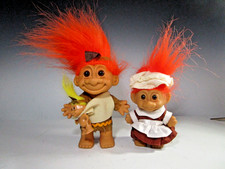 1980's Russ Troll Doll Thanksgiving Pilgrim Native American Baby Set 18037