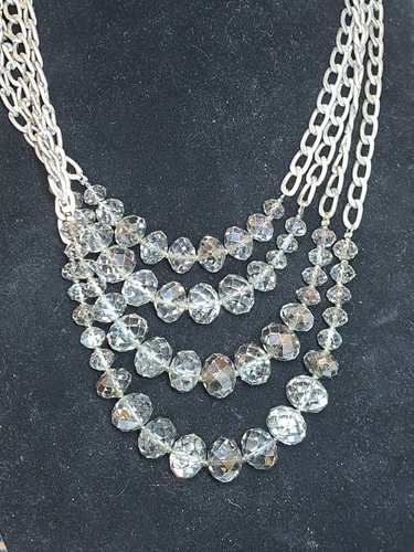 VETEMENTS Collana a quattro livelli tono oro loft cristalli sfaccettati trasparenti retrò anni 2030 17 24 in