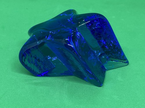 Fire & Light Cobalt Blue Shooting Star Recycled Glass Paperweight Signed