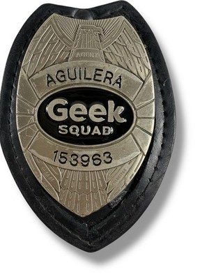 Geek Squad Badge On Leather with Clip Aquilera Original Rare