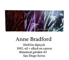 Anne Bradford “Botanical Garden #3” 1992 Modern Diptych, Oil & Alkyd on Canvas