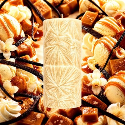 Vanilla Caramel Pillar Candle - 4 Sizes - Choose Your Colour