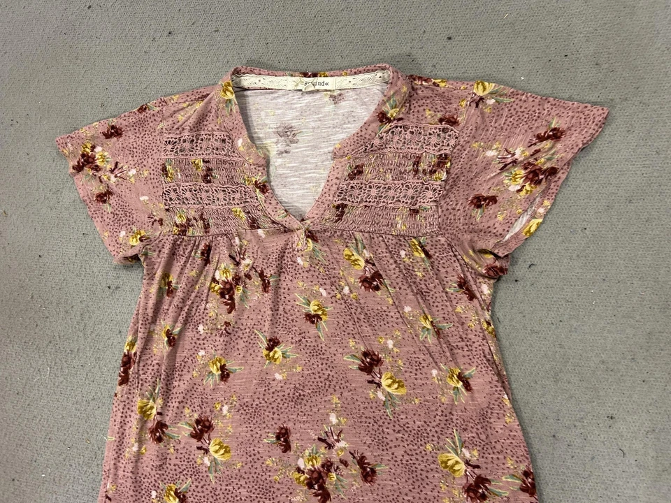 Camisa Rewind Mujer Mediana Rosa Floral Boho Crochet Encaje Babydoll Coqueta Y2K Foto 2 de 4