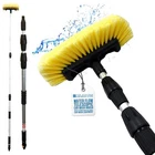 Water Fed Car Wash Brush Long Handle Telescopic Soft Bristle Pipe Hose Washer