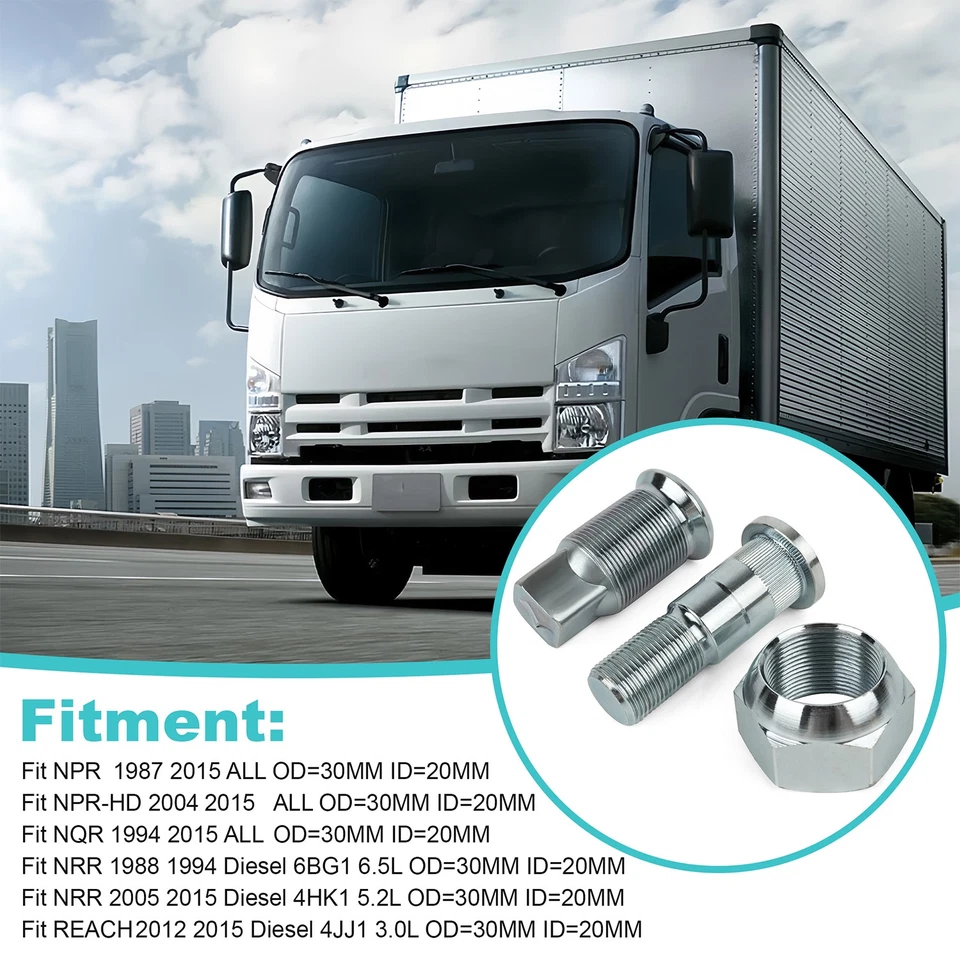 Комплект из 6 задних колесных гаек и шпилек (LH) для ISUZU NPR NPR-HD NQR NRR 8-97147-614-2 - Изображение 3 из 4