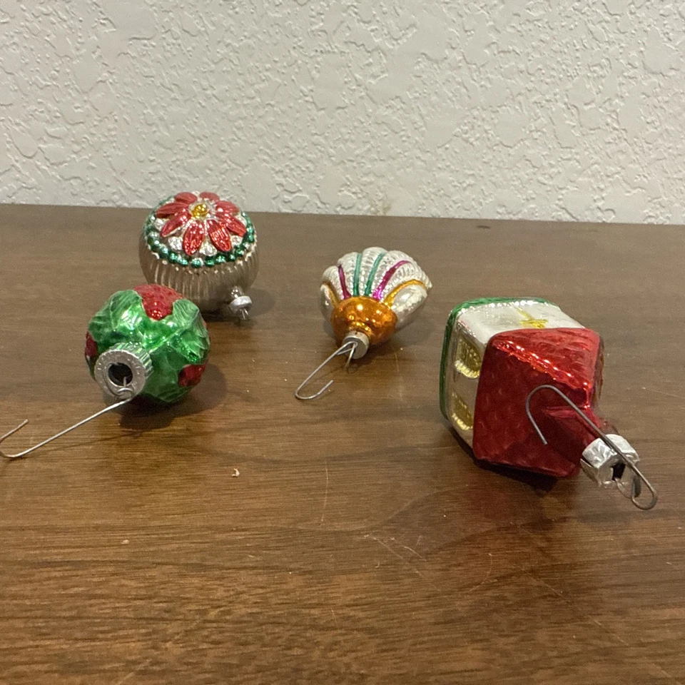 批量 4 件 玻璃 教堂/贝壳/莓/花朵 圣诞装饰品 西德 复古 — 第 3/4 张图片