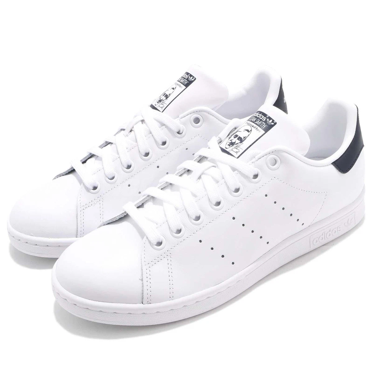 Adidas originals white and navy stan shop smith sneakers