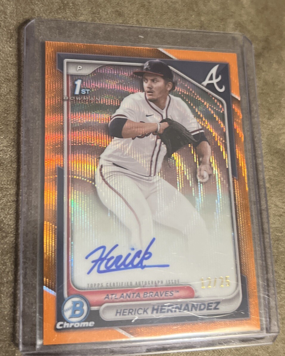 2024 Bowman Chrome Draft Herick Hernandez 1st Auto Orange /25 Atlanta Braves