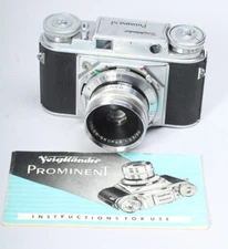 VOIGTLANDER PROMINENT RANGEFINDER W 50MM 1:3.5 COLOR SKOPAR AND MANUAL WORKS