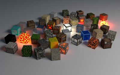 Anime Minecraft Video Games Render 3D Blocks  Gaming Mat Desk 12242